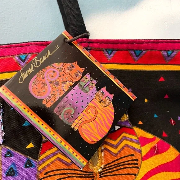 Laurel Burch vintage giant cat tote bag